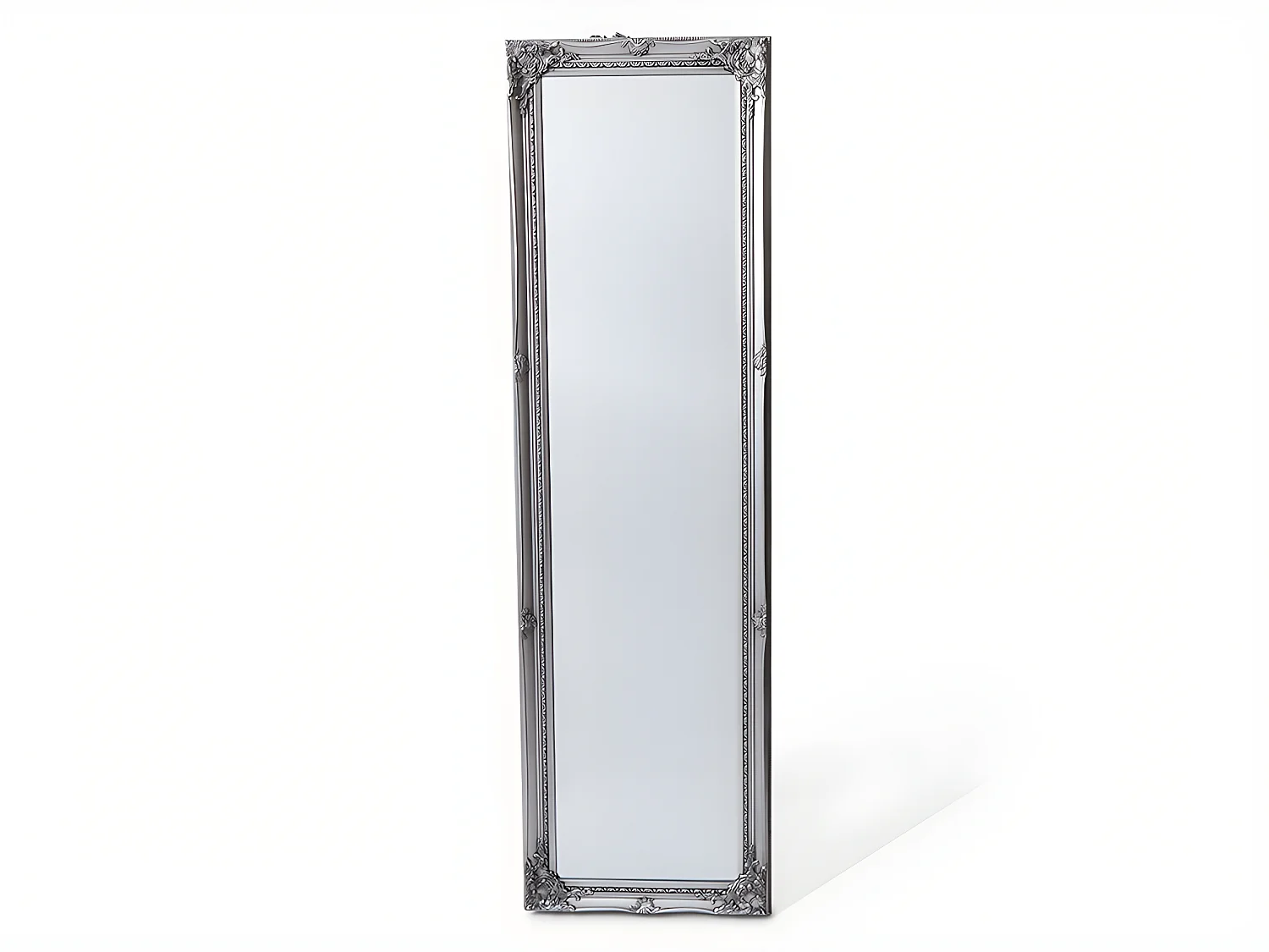Miroir sur pied en bois d'eucalyptus avec moulures - L. 50 x H. 170 cm - Argenté  - ELVIRE