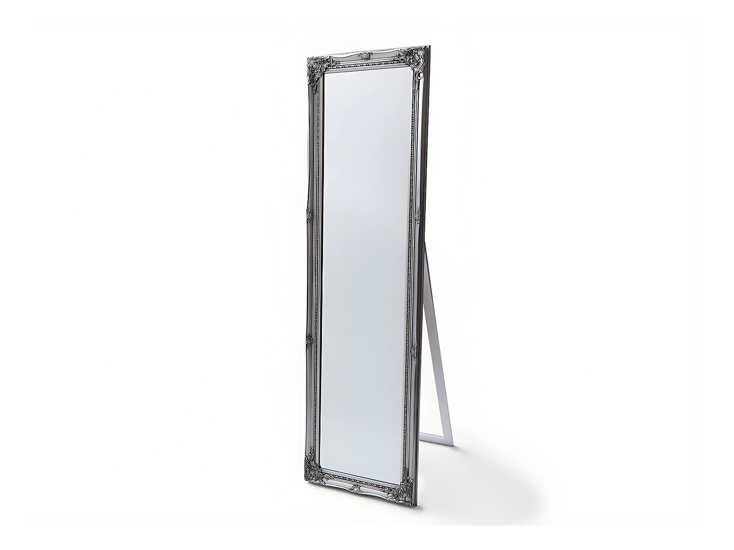 Spiegel op voet met lijst ELVIRE - Eucalyptushout - 50 x 170 cm - Kleur: zilver