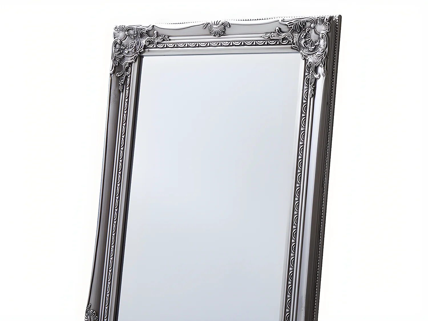 Lustro na nodze z listwami ELVIRE - drewno eukaliptusowe - 50 x 170 cm - Srebrne