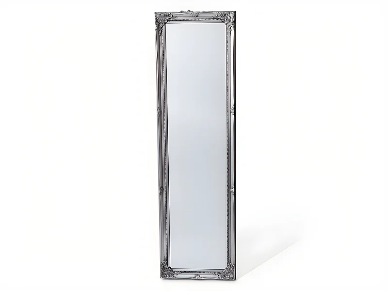 Standspiegel mit Stuck - 50 x 170 cm - Eukalyptusholz - Silberfarben - ELVIRE