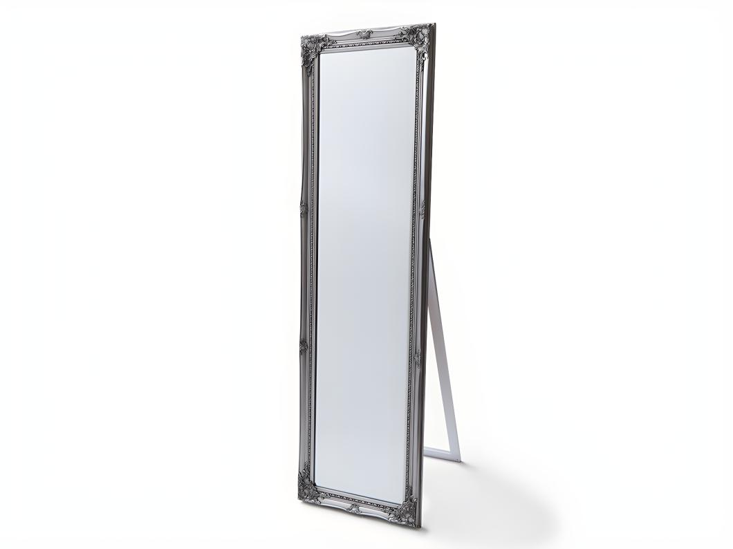 Miroir sur pied en bois d'eucalyptus avec moulures - L. 50 x H. 170 cm - Argenté  - ELVIRE