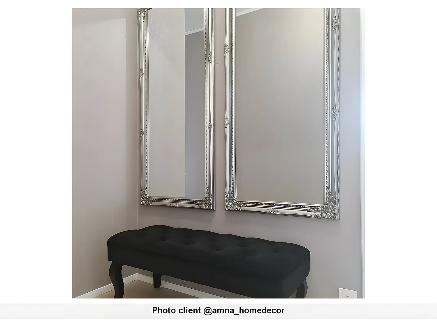 Spiegel mit Stuck - 60 x 140 cm - Eukalyptusholz - Silberfarben - ELVIRE