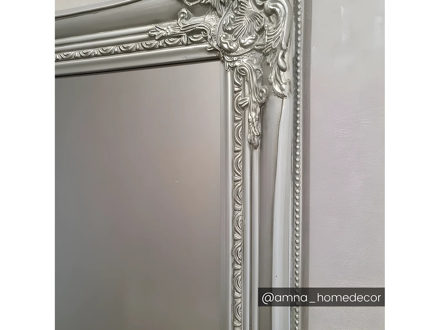 Spiegel mit Stuck - 60 x 140 cm - Eukalyptusholz - Silberfarben - ELVIRE