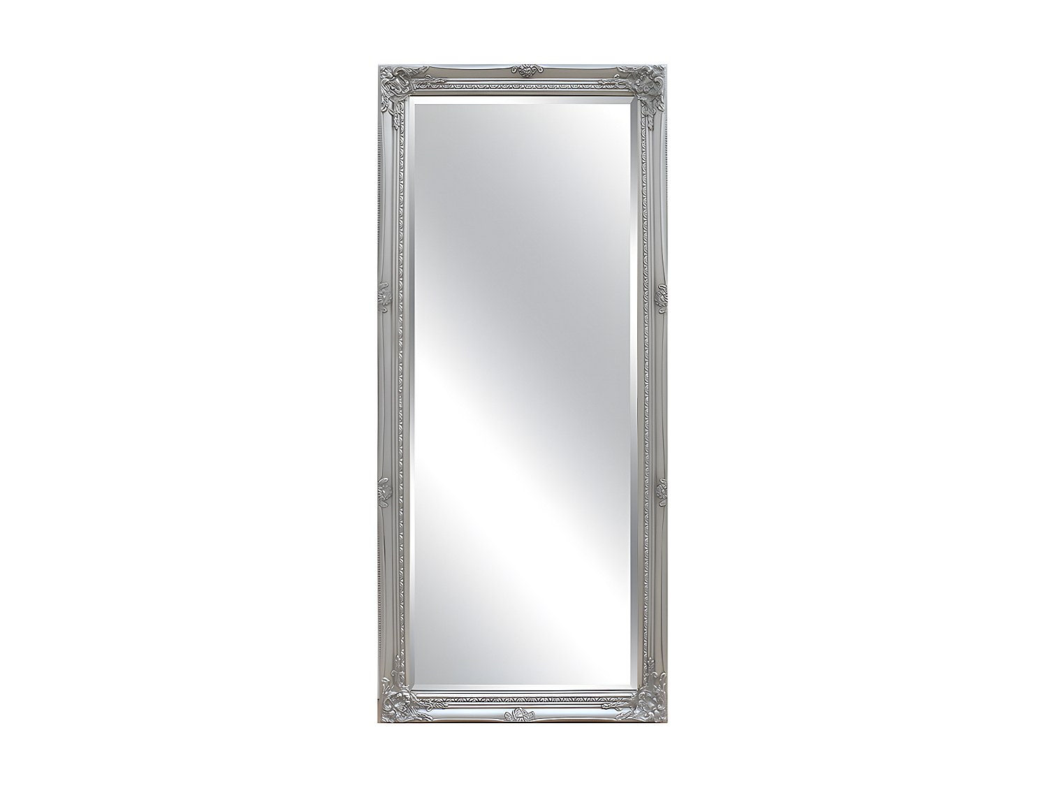 Spiegel mit Stuck - 60 x 140 cm - Eukalyptusholz - Silberfarben - ELVIRE günstig online kaufen