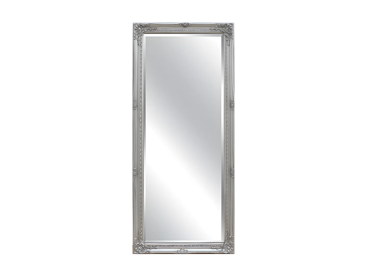 Miroir en bois d'eucalyptus avec moulures - L. 60 x H. 140 cm - Argenté - ELVIRE