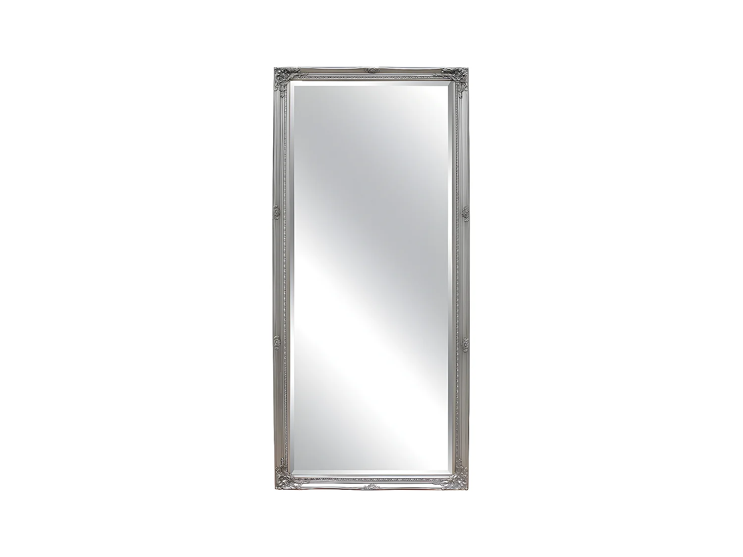 Miroir en bois d'eucalyptus avec moulures - L. 80 x H. 190 cm - Argenté - ELVIRE