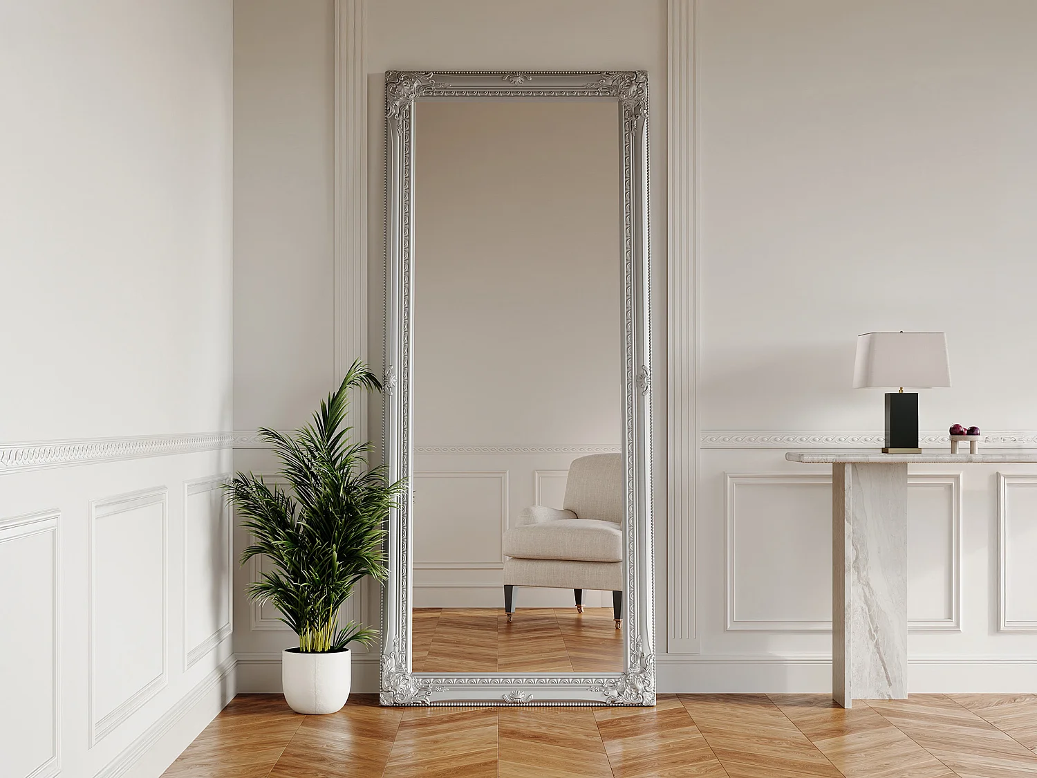 Gran espejo ELVIRE - madera de eucalipto - 80 x 190 cm - Plateado