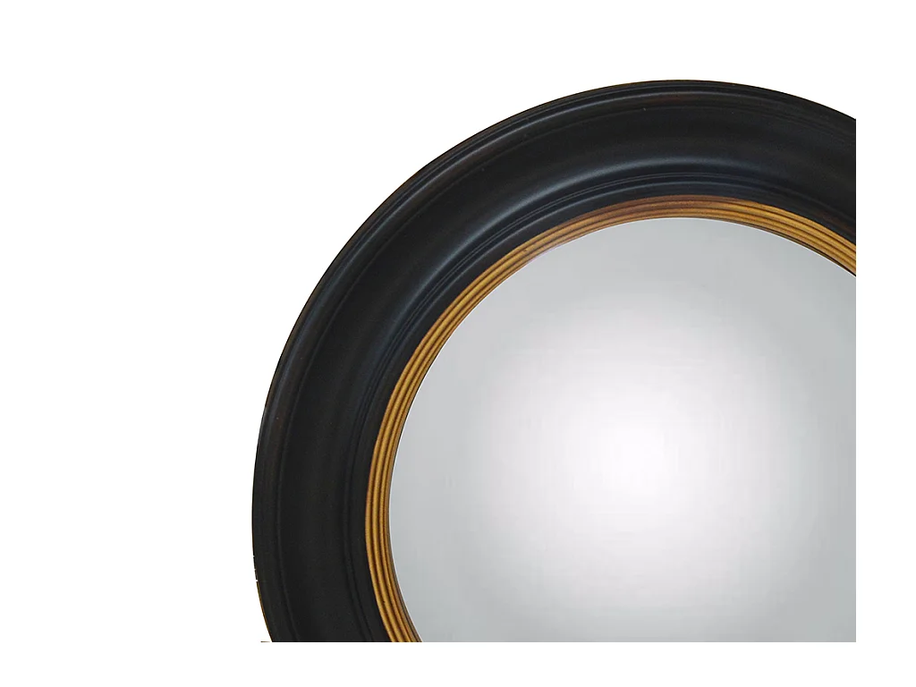 Espejo FRANKLIN - madera de paulownia - D. 66 cm - Negro y dorado con efecto latón