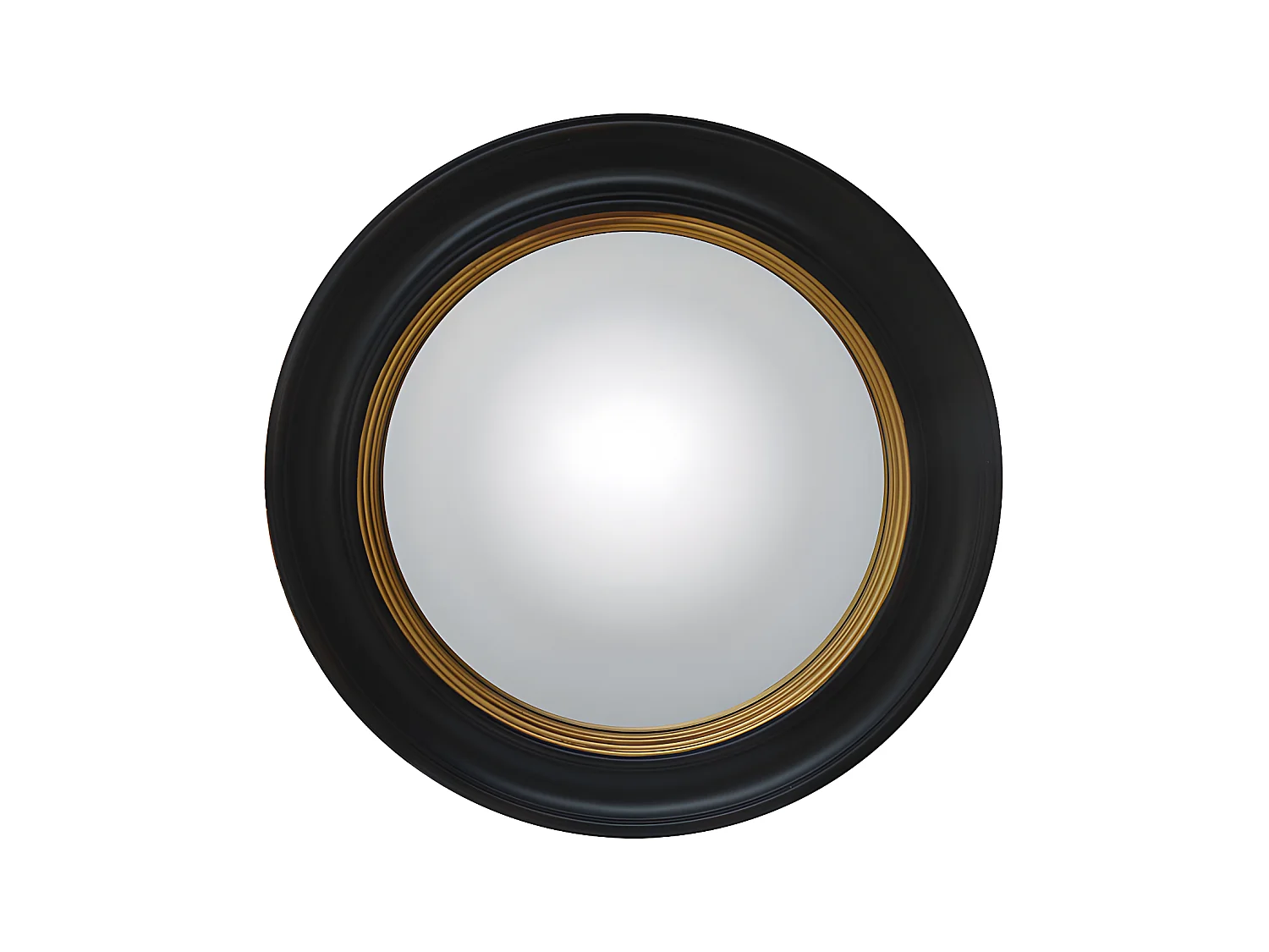 Miroir sorcière en bois de paulownia - D. 66 cm - Noir et doré effet laiton - FRANKLIN