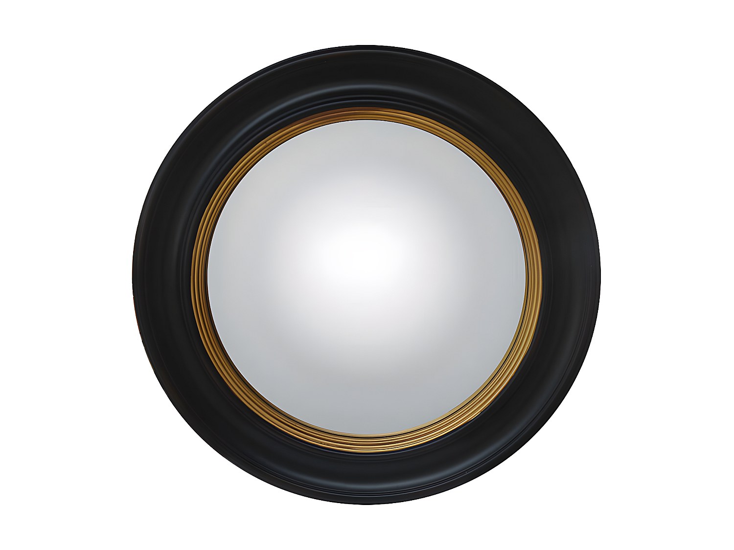 Wandspiegel rund - D. 66 cm - Paulowniaholz - Goldfarben & Schwarz - FRANKL günstig online kaufen