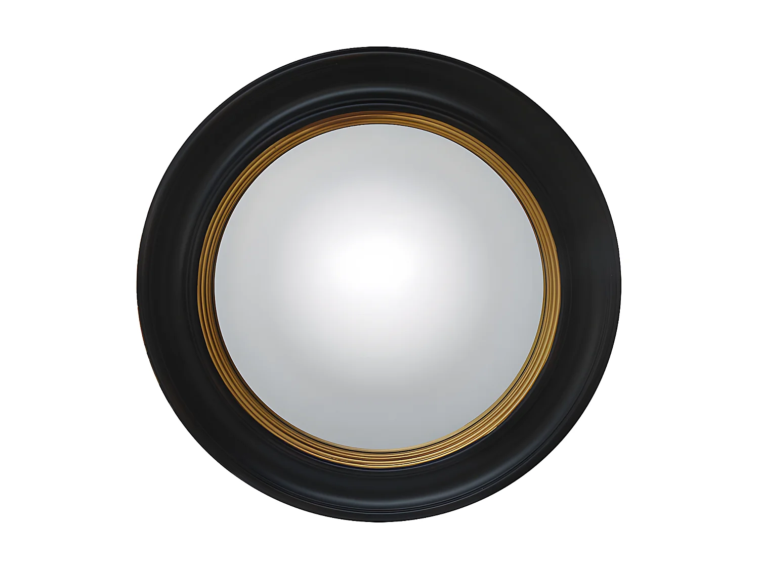 Miroir sorcière en bois de paulownia - D. 66 cm - Noir et doré effet laiton - FRANKLIN