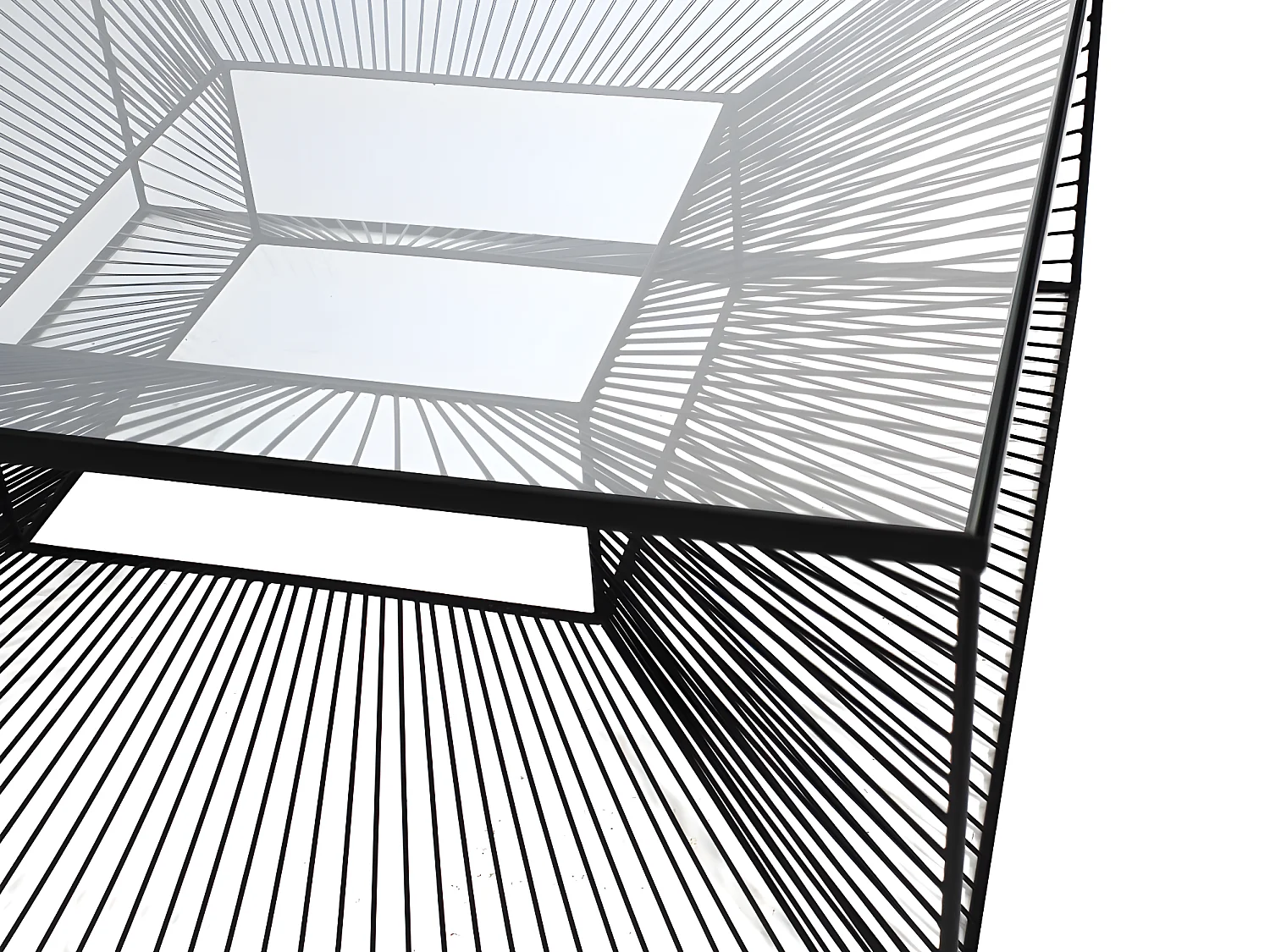 Table basse CLARENCE - Verre et Métal filaire - Noir