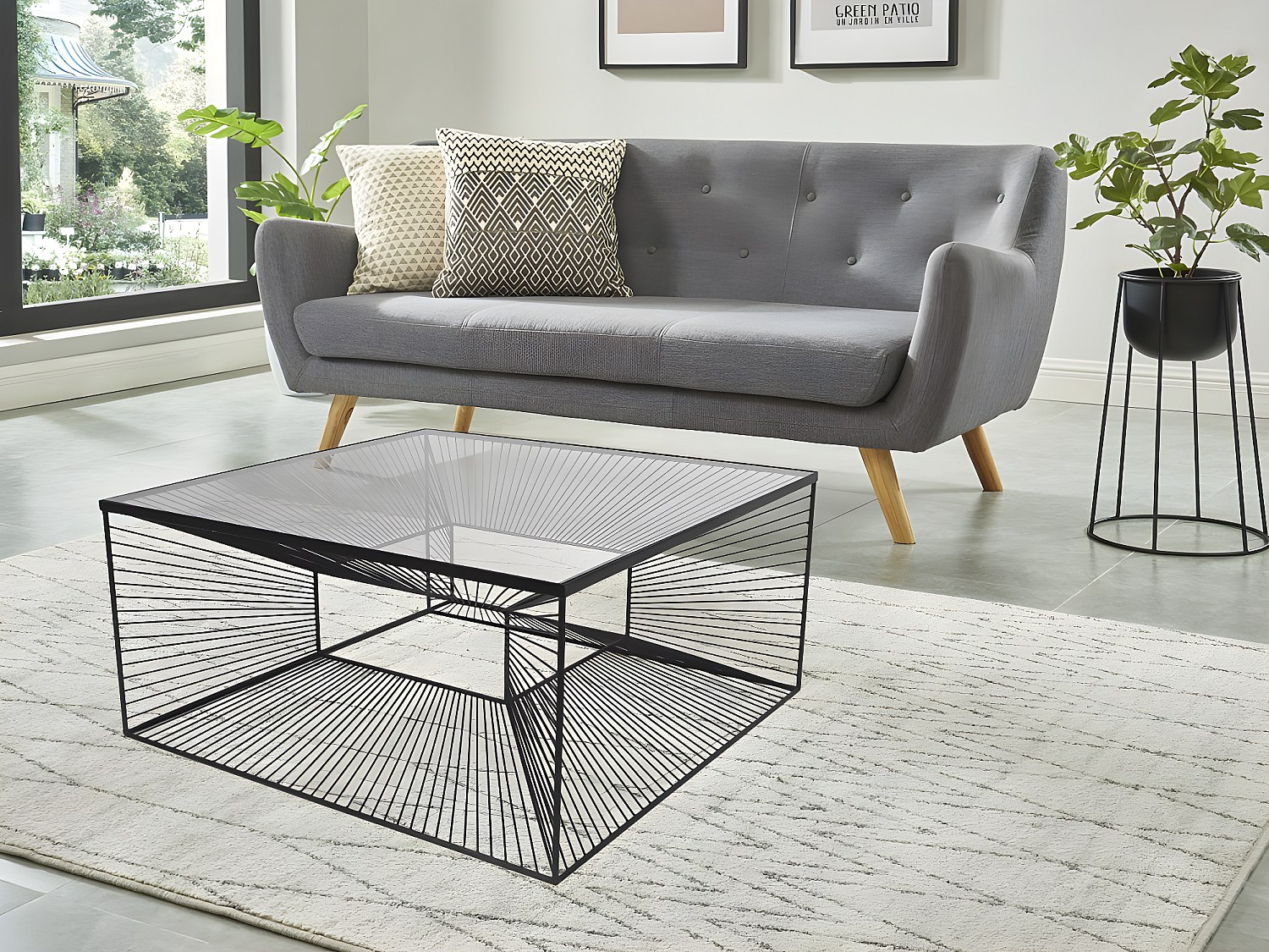 Couchtisch - Glas & Metall - Schwarz - CLARENCE günstig online kaufen