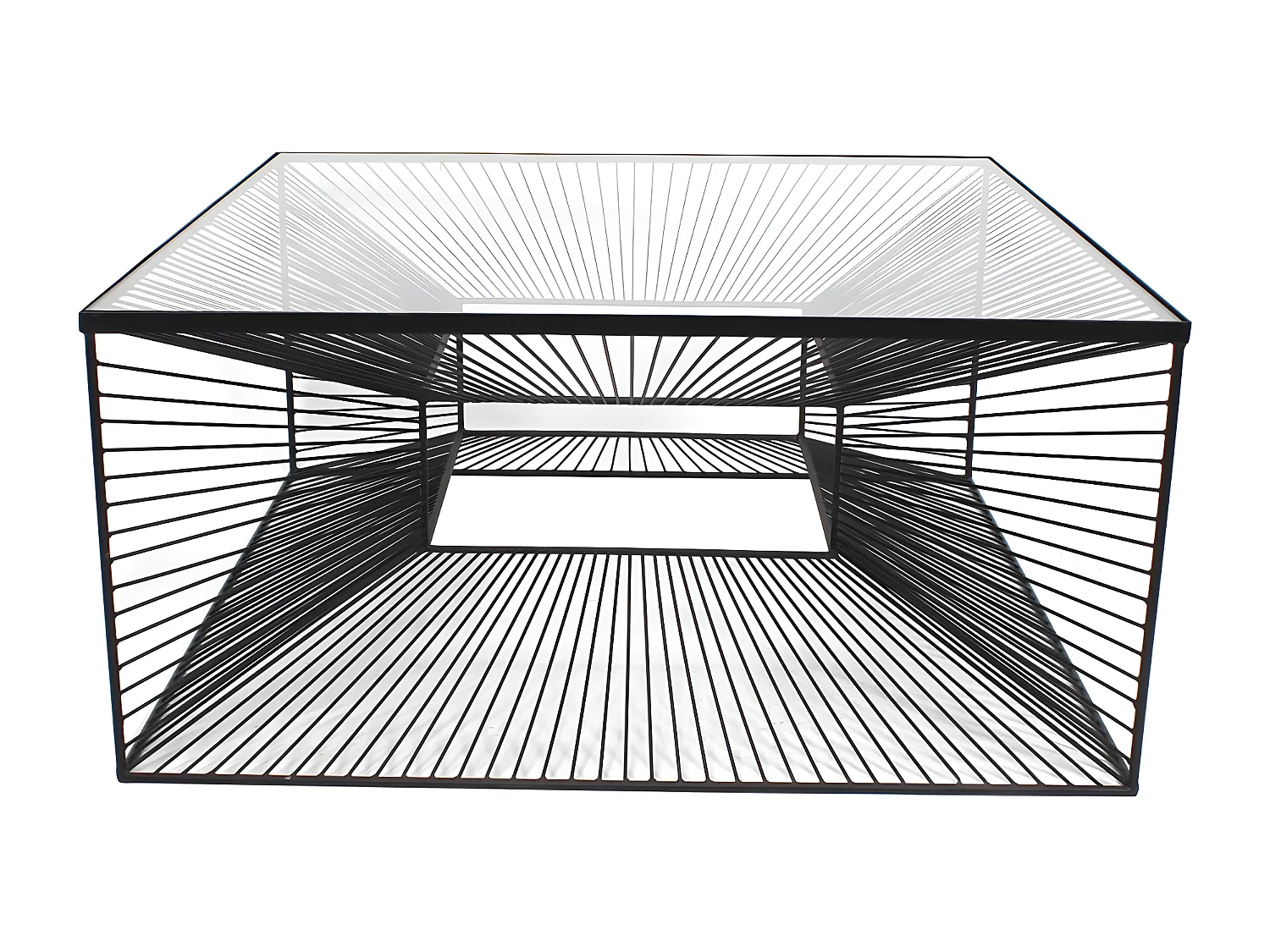 Table basse CLARENCE - Verre et Métal filaire - Noir