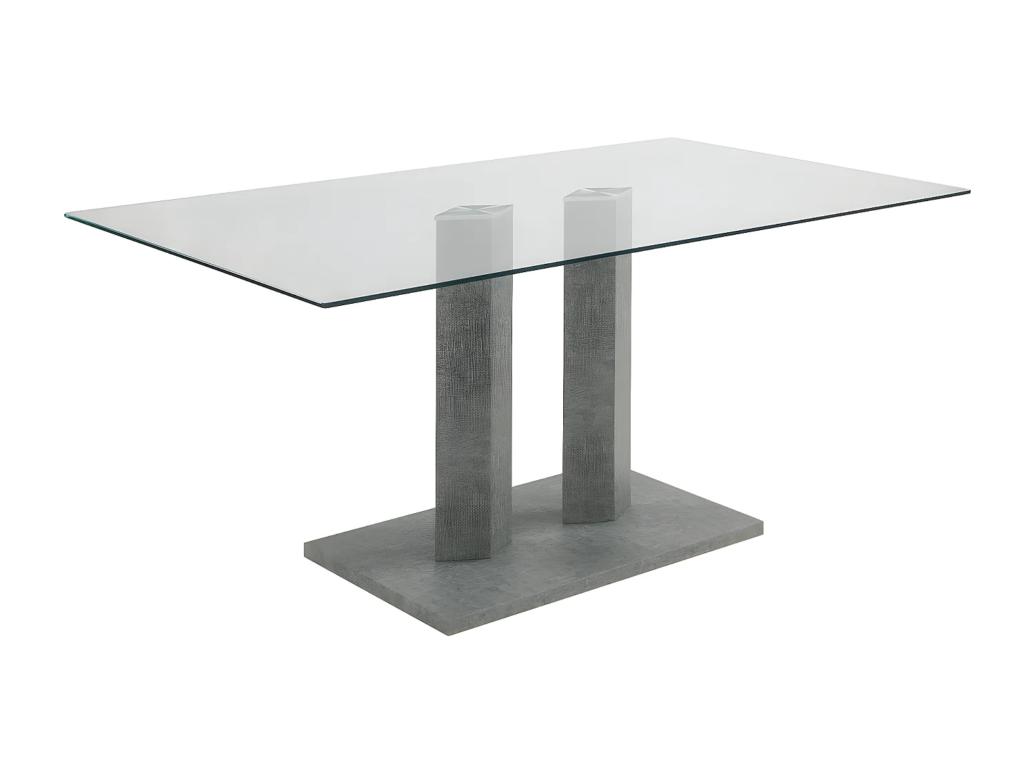 Table à manger DENIZE - 6 personnes - Verre trempé et MDF aspect béton