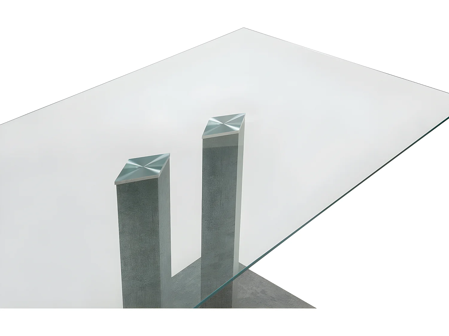 Table à manger DENIZE - 6 personnes - Verre trempé et MDF aspect béton