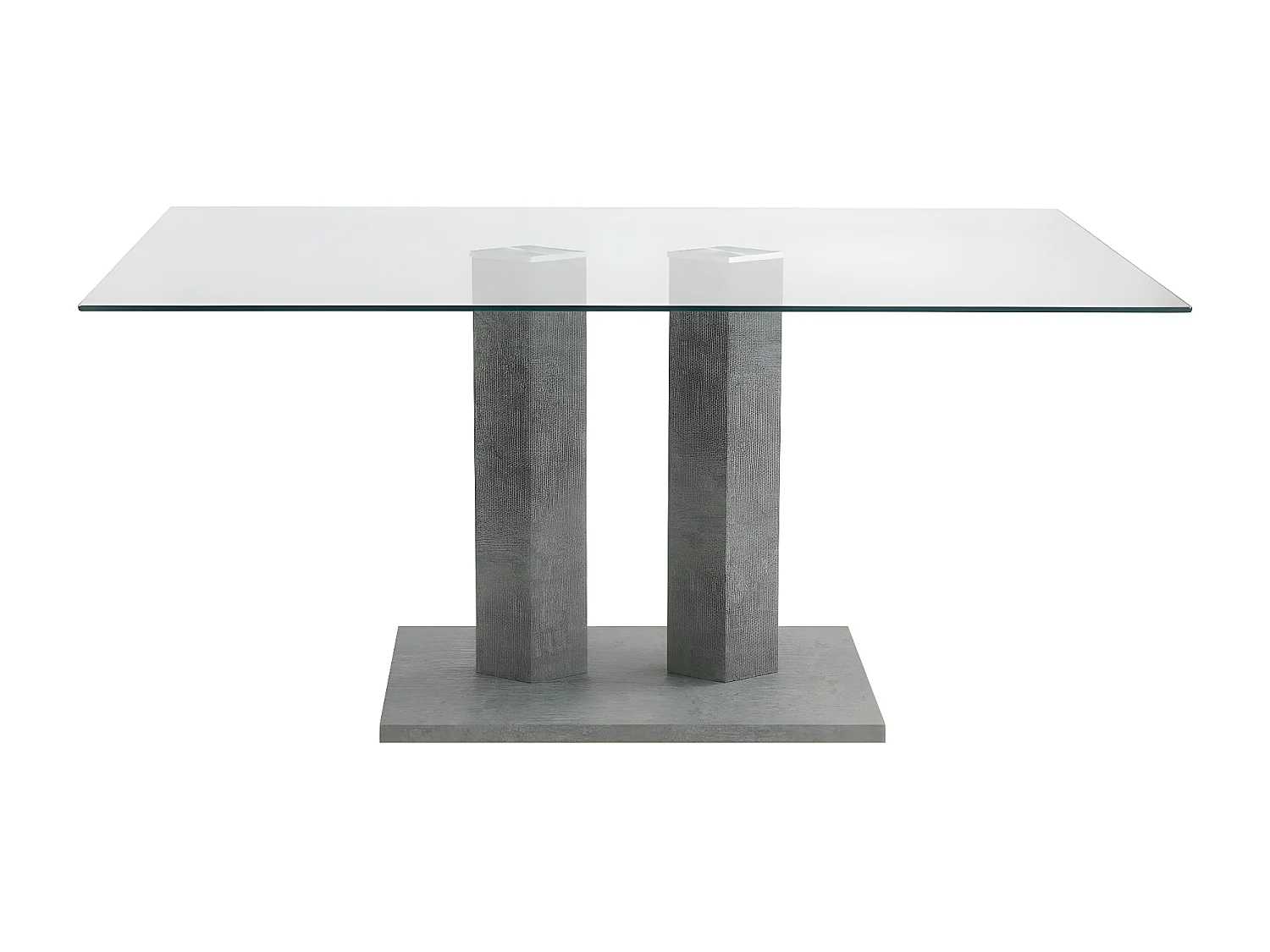 Table à manger DENIZE - 6 personnes - Verre trempé et MDF aspect béton