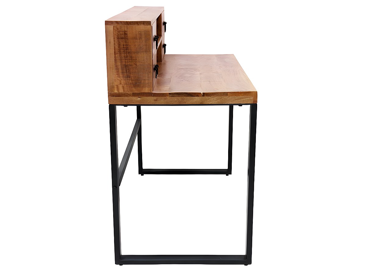 Schreibtisch mit Stauraum aus Mangoholz und Metall HARLEM