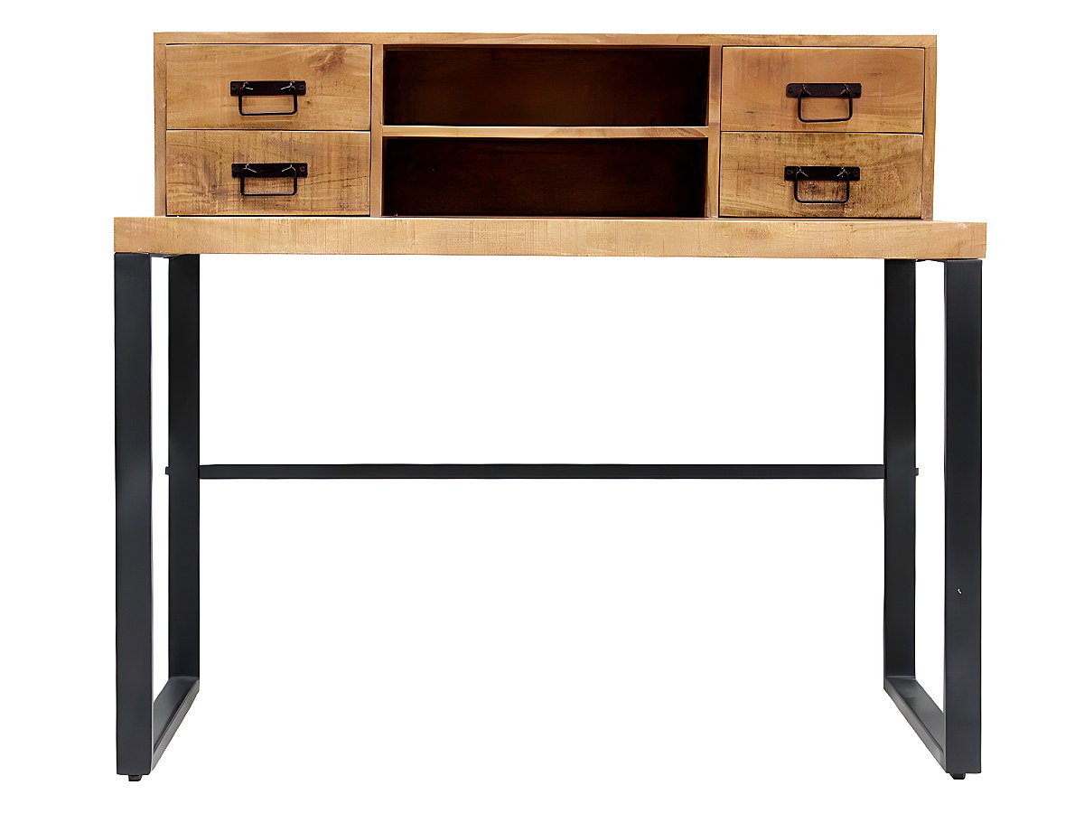 Schreibtisch mit Stauraum aus Mangoholz und Metall HARLEM