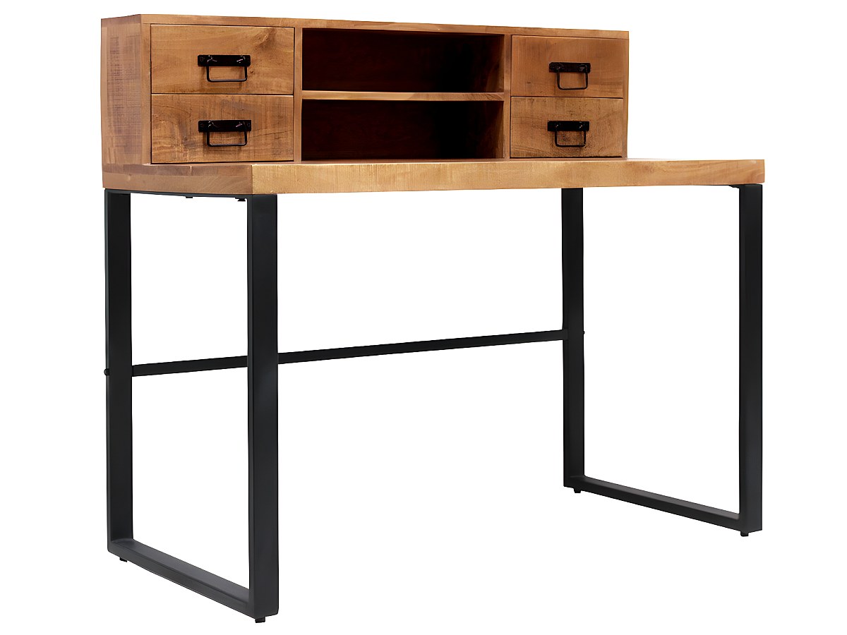 Schreibtisch mit Stauraum aus Mangoholz und Metall HARLEM