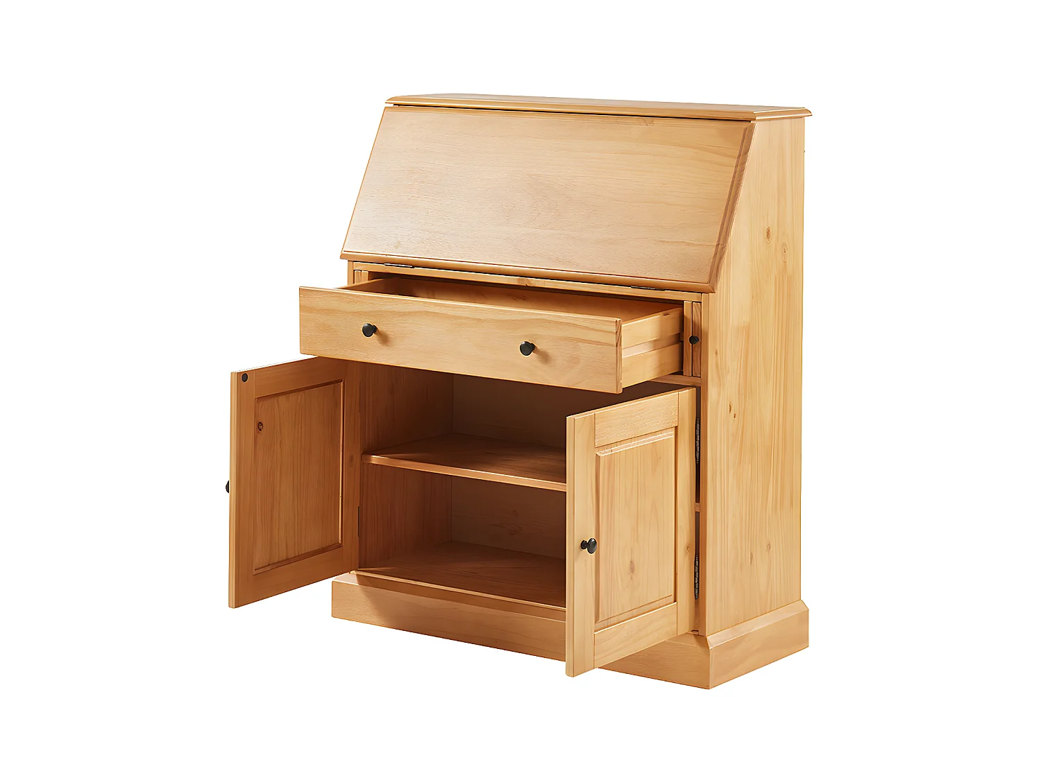Bureaukast - Grenen en MDF - Eikenkleur - CLEORE