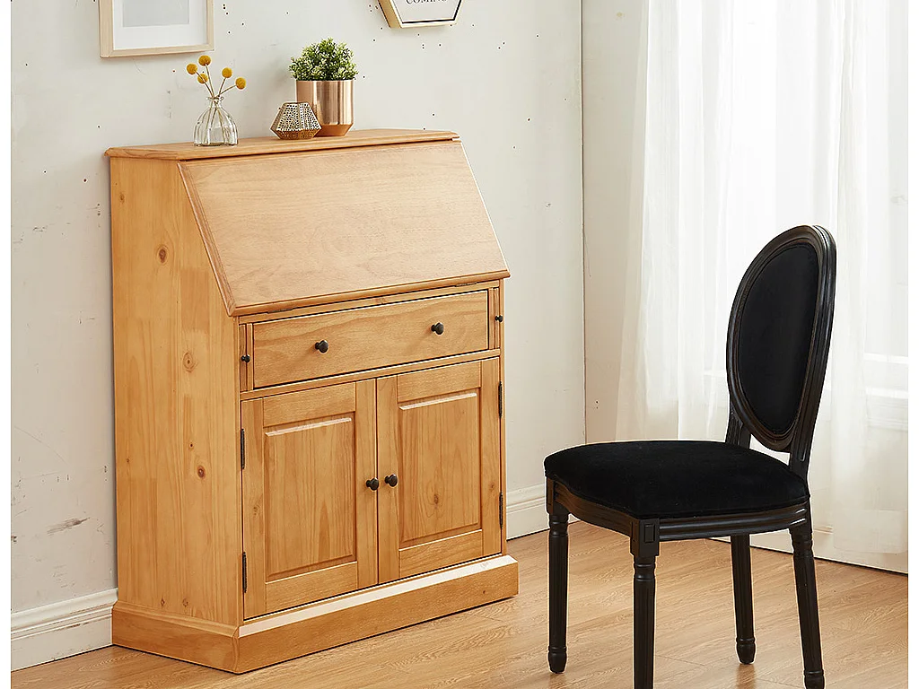 Secrétaire en pin et MDF - Coloris : Naturel clair - CLEORE