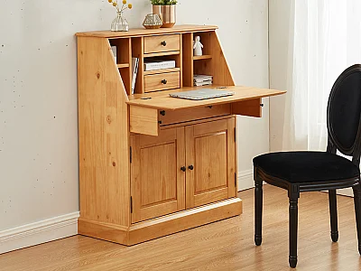 Writing bureau in pine and MDF - Light natural - CLEORE