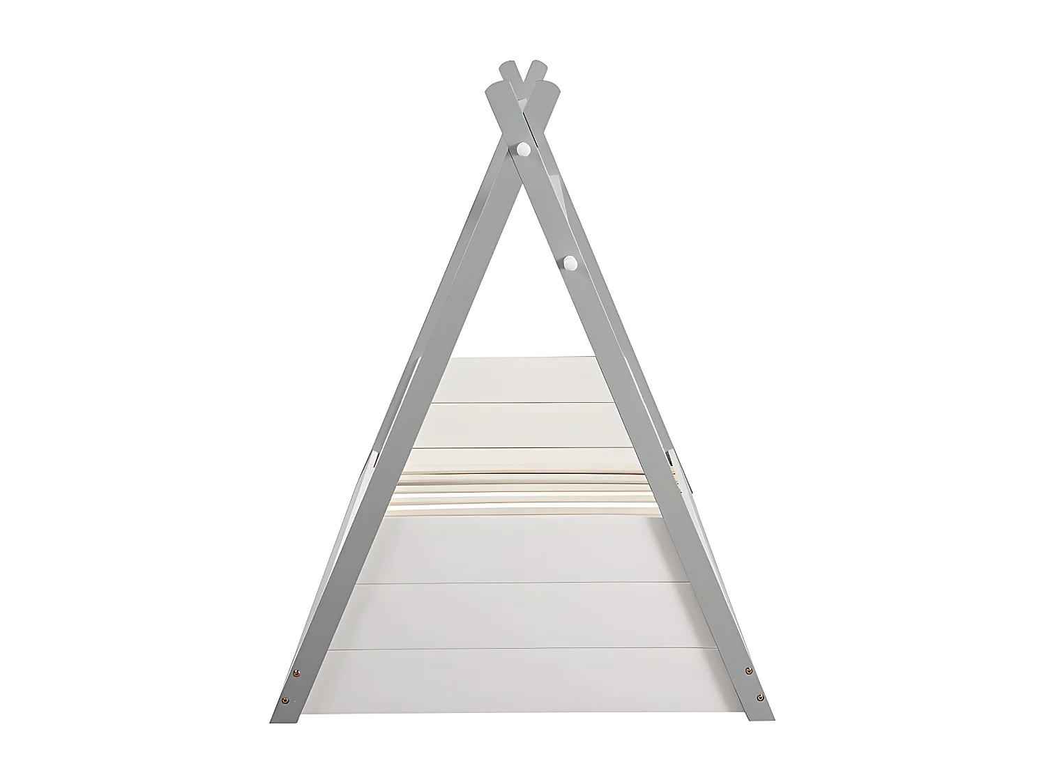 Lit tipi 90 x 190 cm - Pin - Coloris : Blanc et gris - SIOUX
