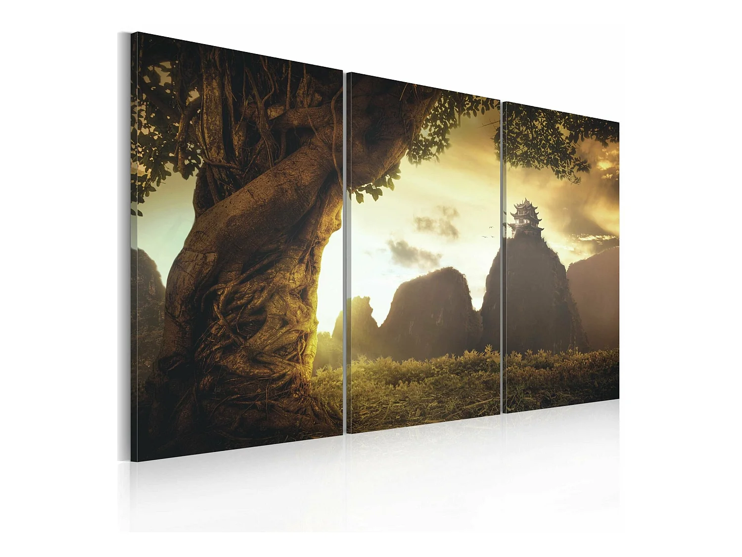 Tableau temple sur la colline - 120 x 80 cm