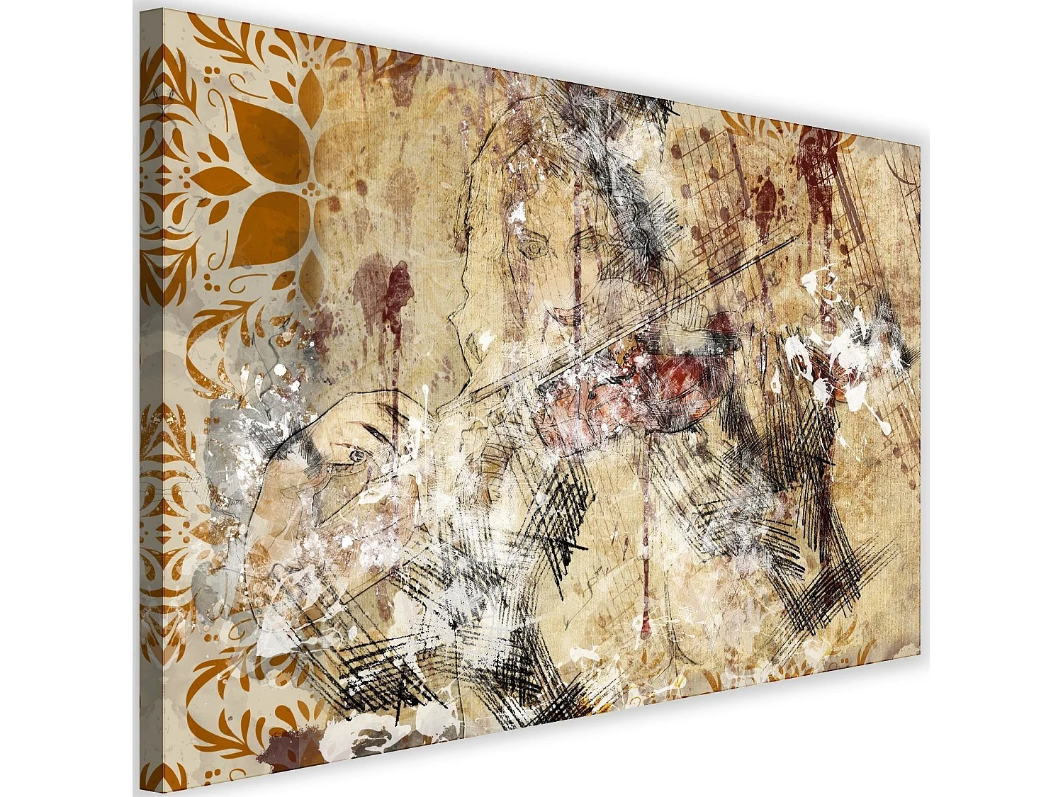 Tableau femme avec abstraction de violon - 120 x 80 cm