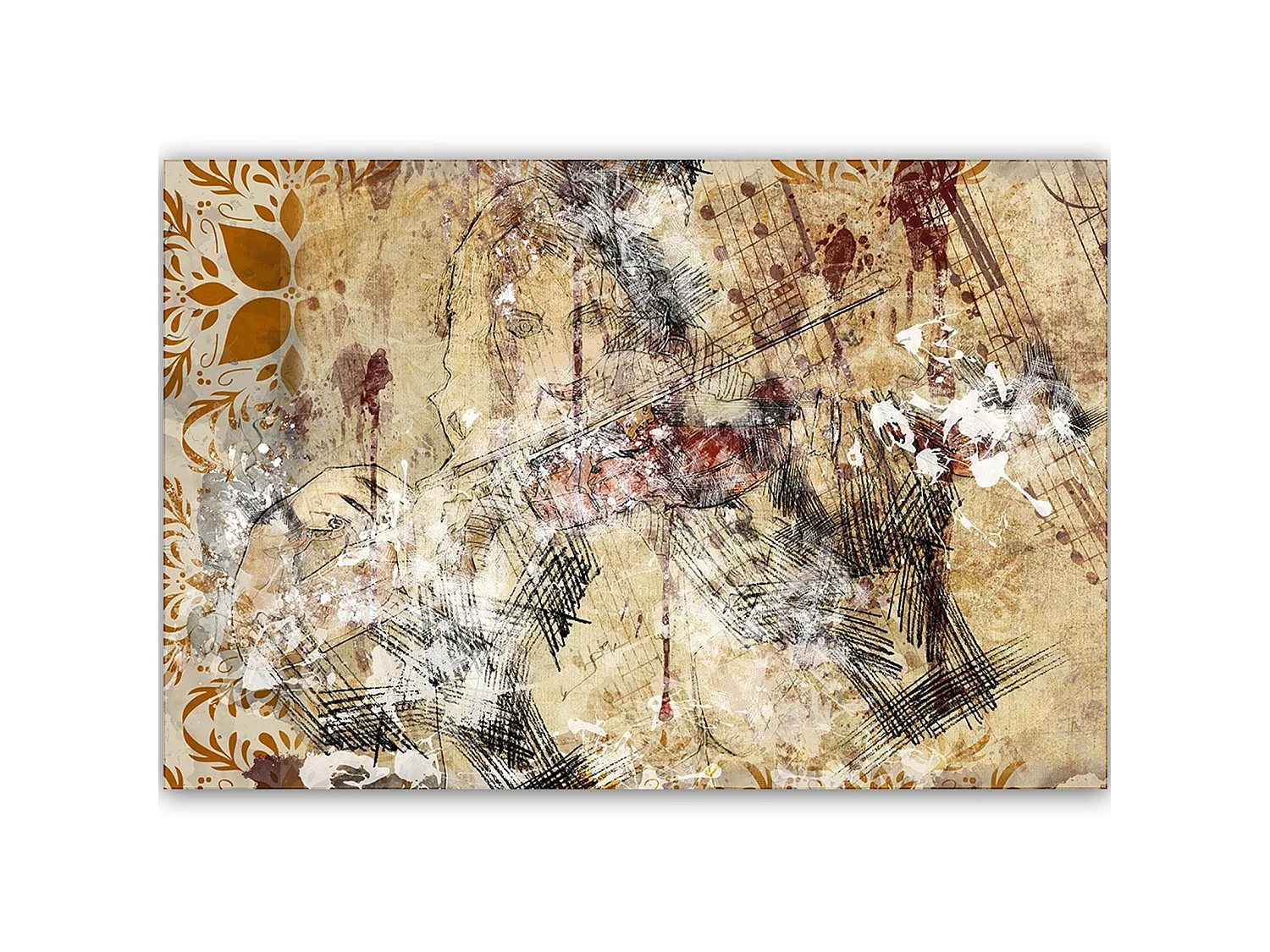 Tableau femme avec abstraction de violon - 120 x 80 cm