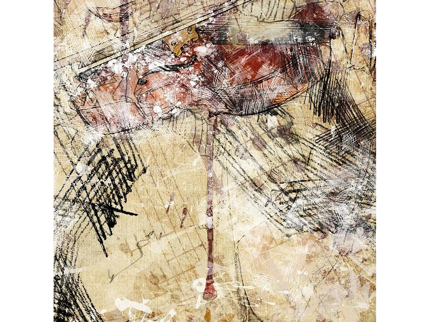 Tableau femme avec abstraction de violon - 120 x 80 cm