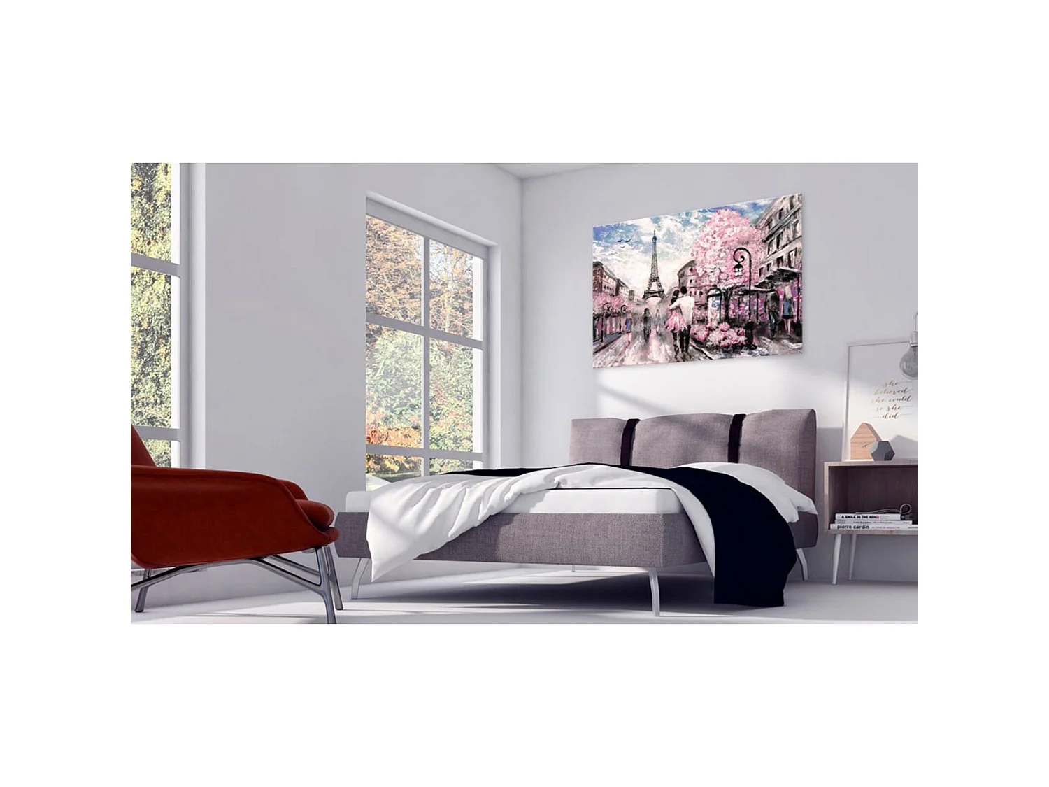 Tableau paris en rose - 120 x 80 cm