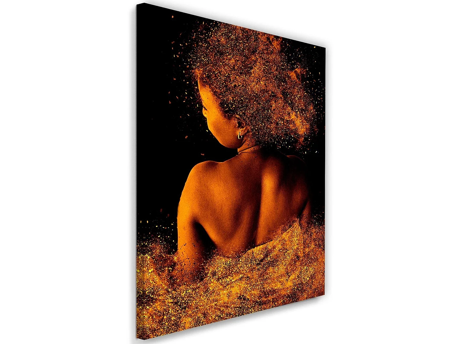 Tableau femme de mode en poudre d'or - 80 x 120 cm