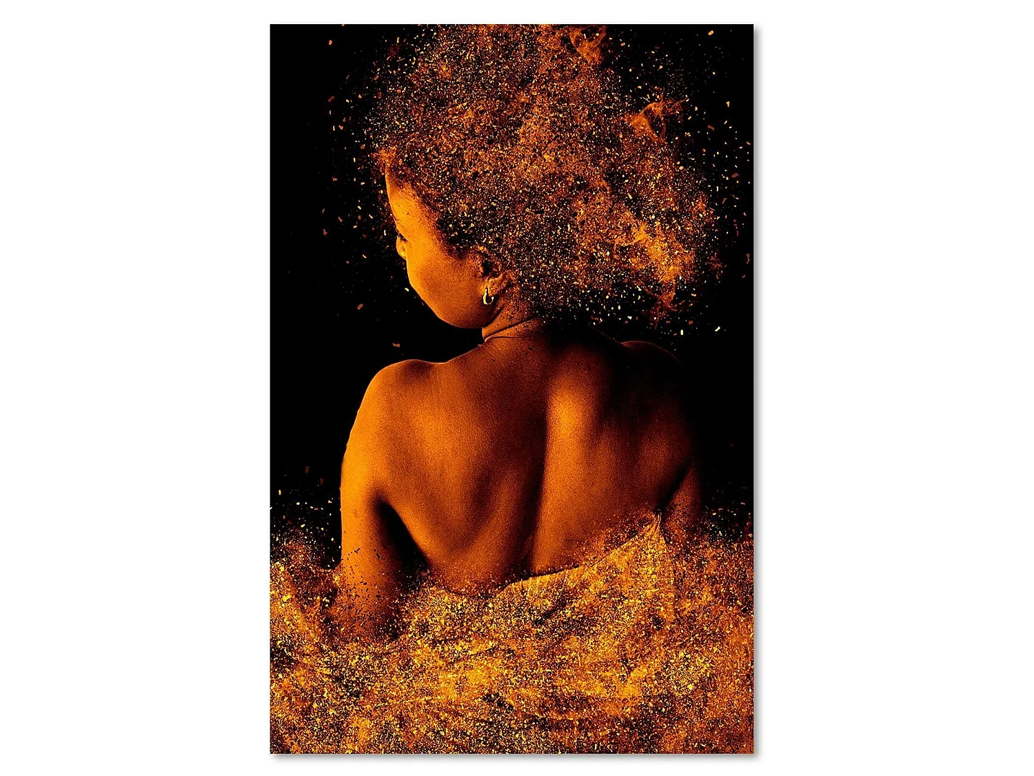 Tableau femme de mode en poudre d'or - 80 x 120 cm