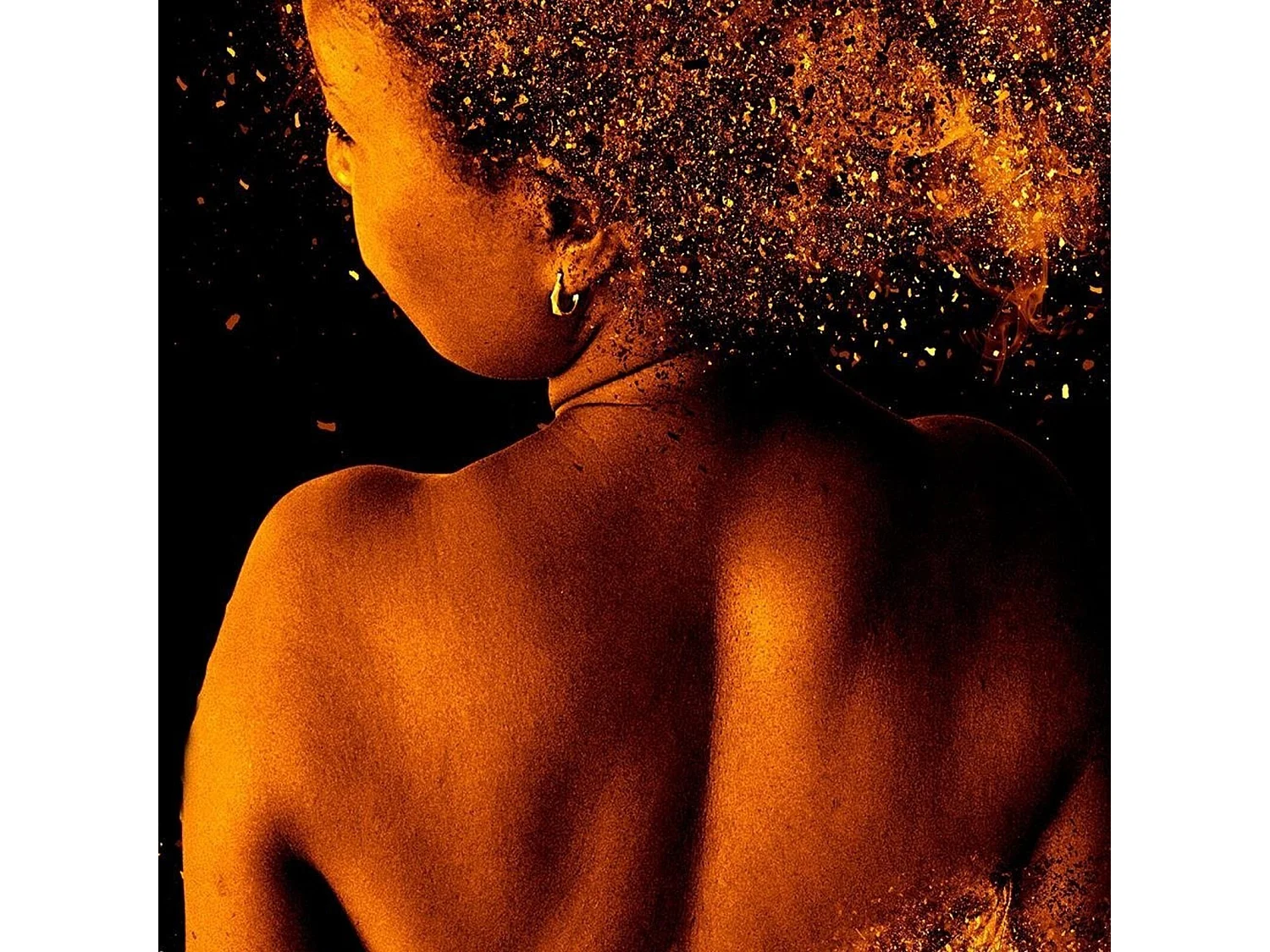 Tableau femme de mode en poudre d'or - 80 x 120 cm