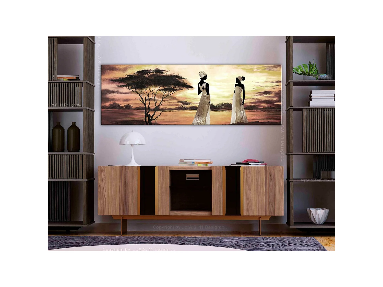 Tableau déesses africaines étroites - 135 x 45 cm