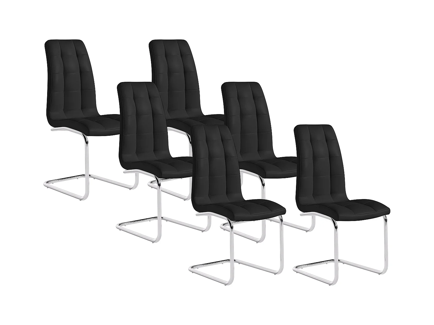 Lot de 6 chaises NADYA - Simili - Noir