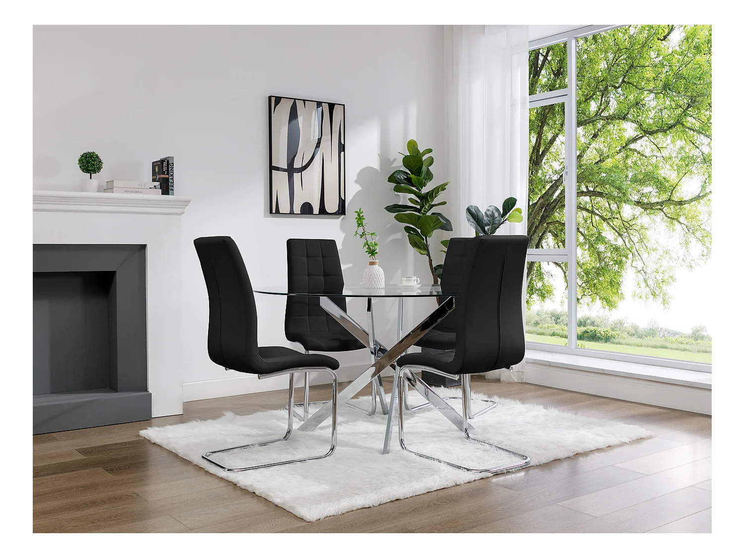 Lot de 6 chaises NADYA - Simili - Noir