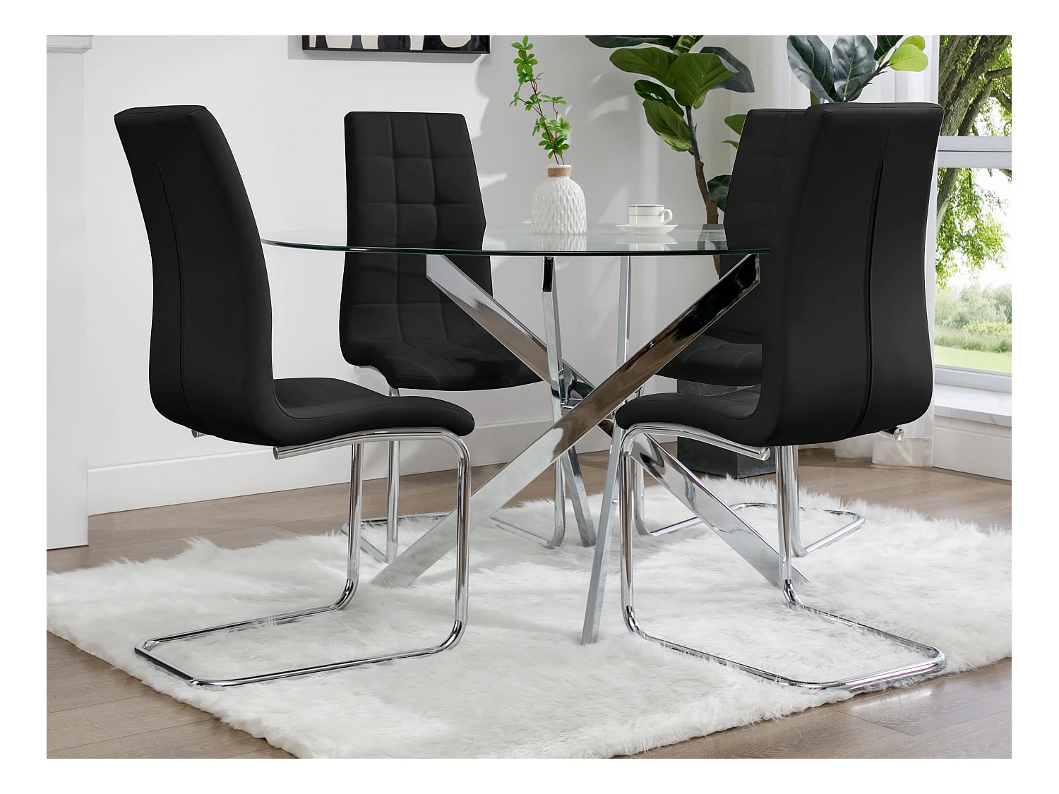 Lot de 6 chaises NADYA - Simili - Noir