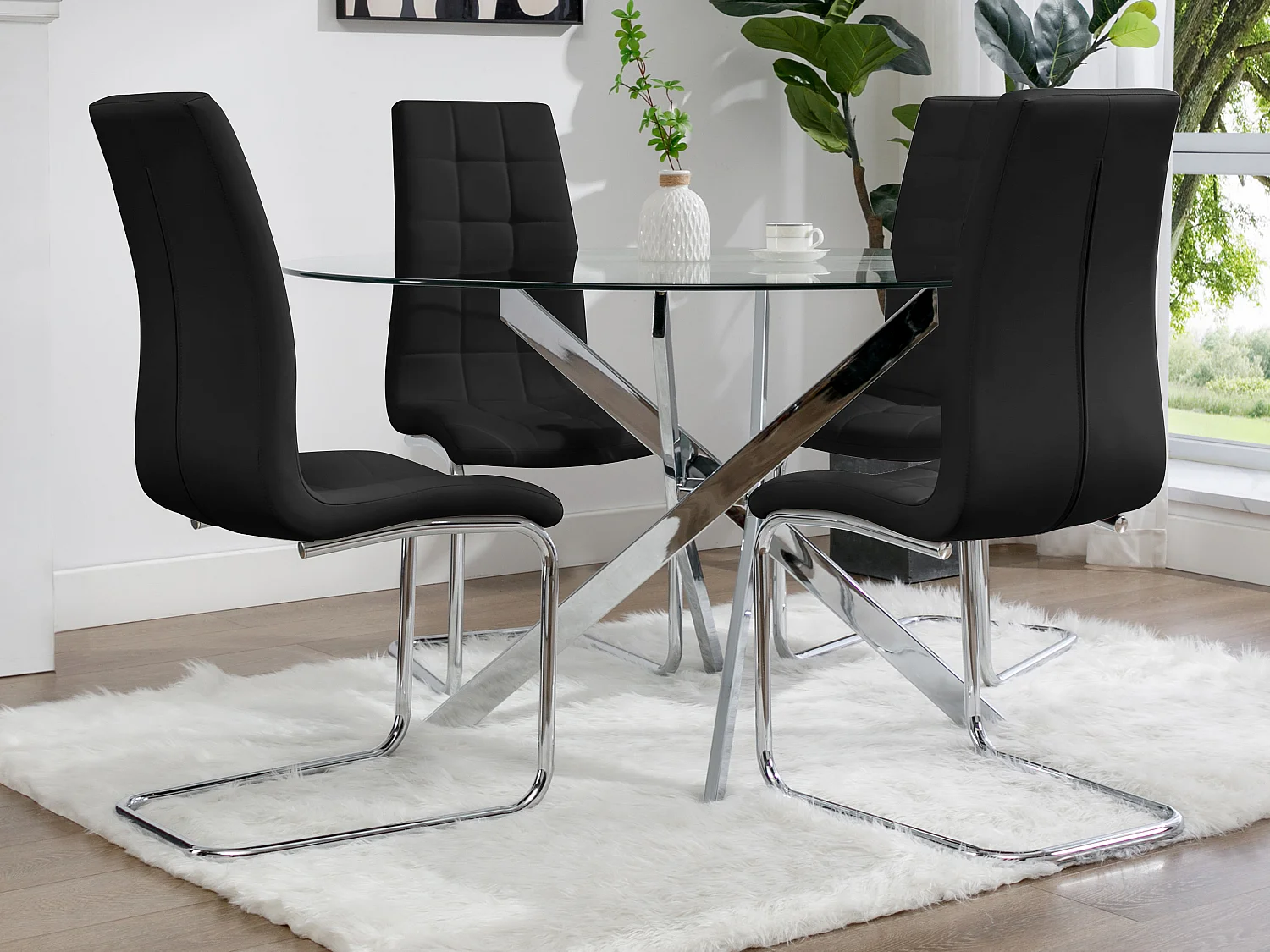 Lot de 6 chaises NADYA - Simili - Noir