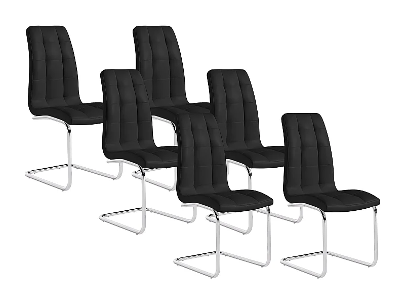 Lot de 6 chaises NADYA - Simili - Noir