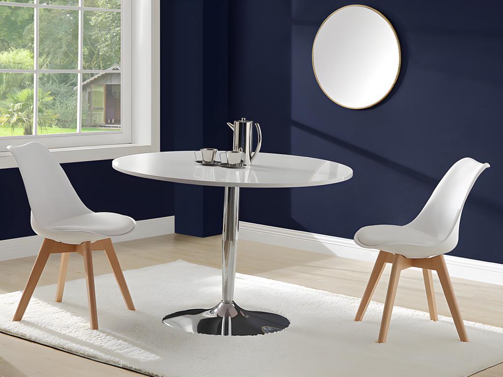 Lot de 6 chaises JODY - Polypropylène Hêtre - Blanc
