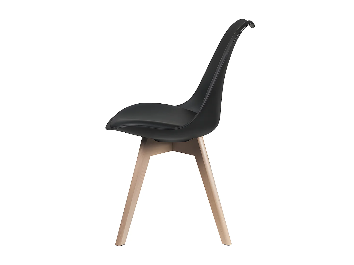 Set van 6 stoelen JODY - Polypropyleen, kunstleer en beuken - Zwart