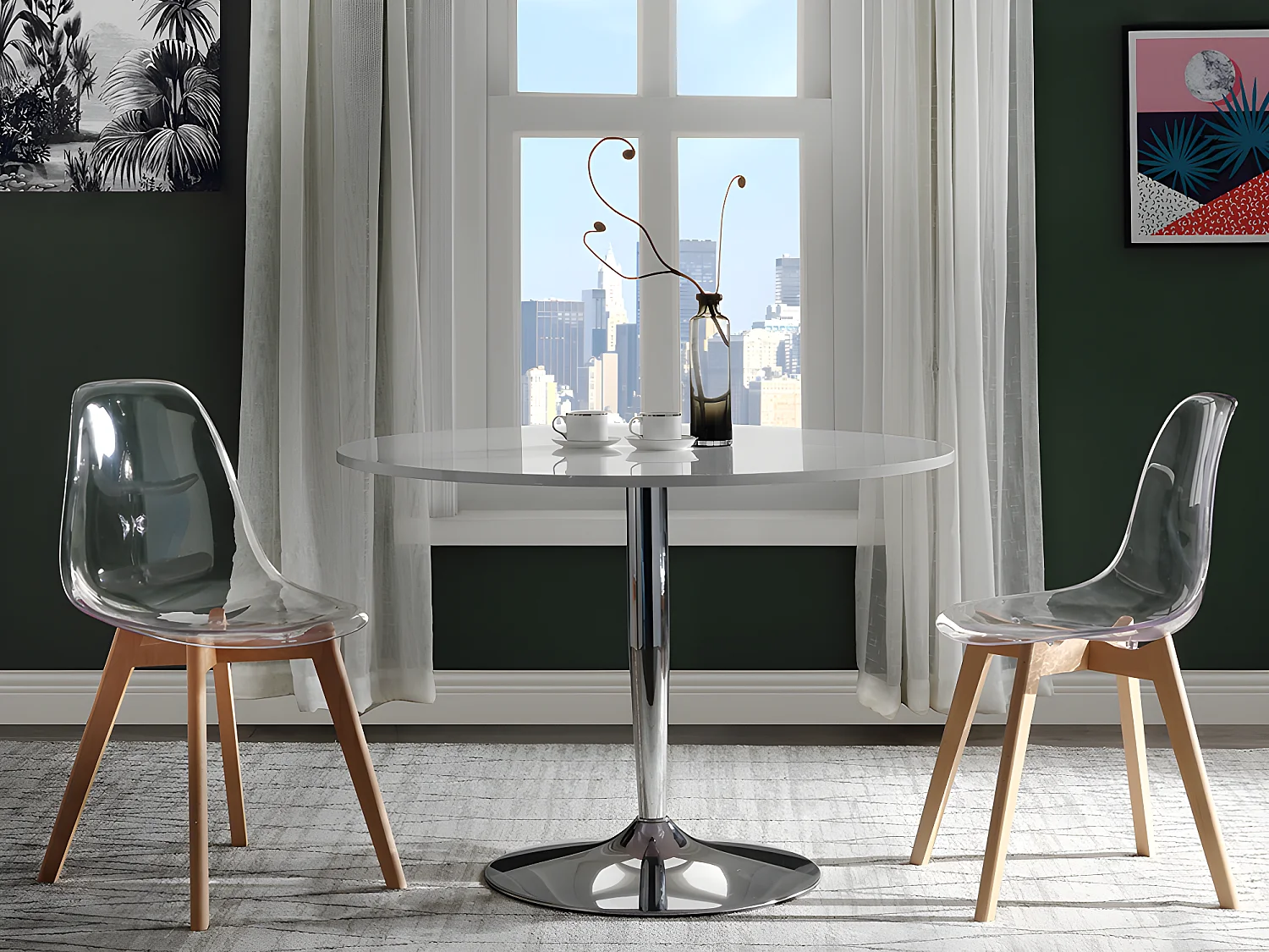 Lot de 6 chaises AUDRA - Polycarbonate et Hêtre - Transparent