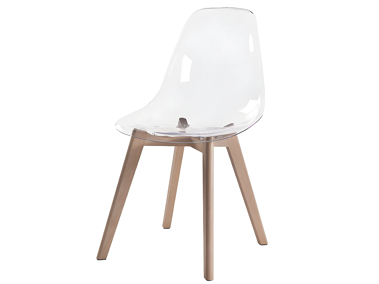 Lot de 6 chaises AUDRA - Polycarbonate et Hêtre - Transparent