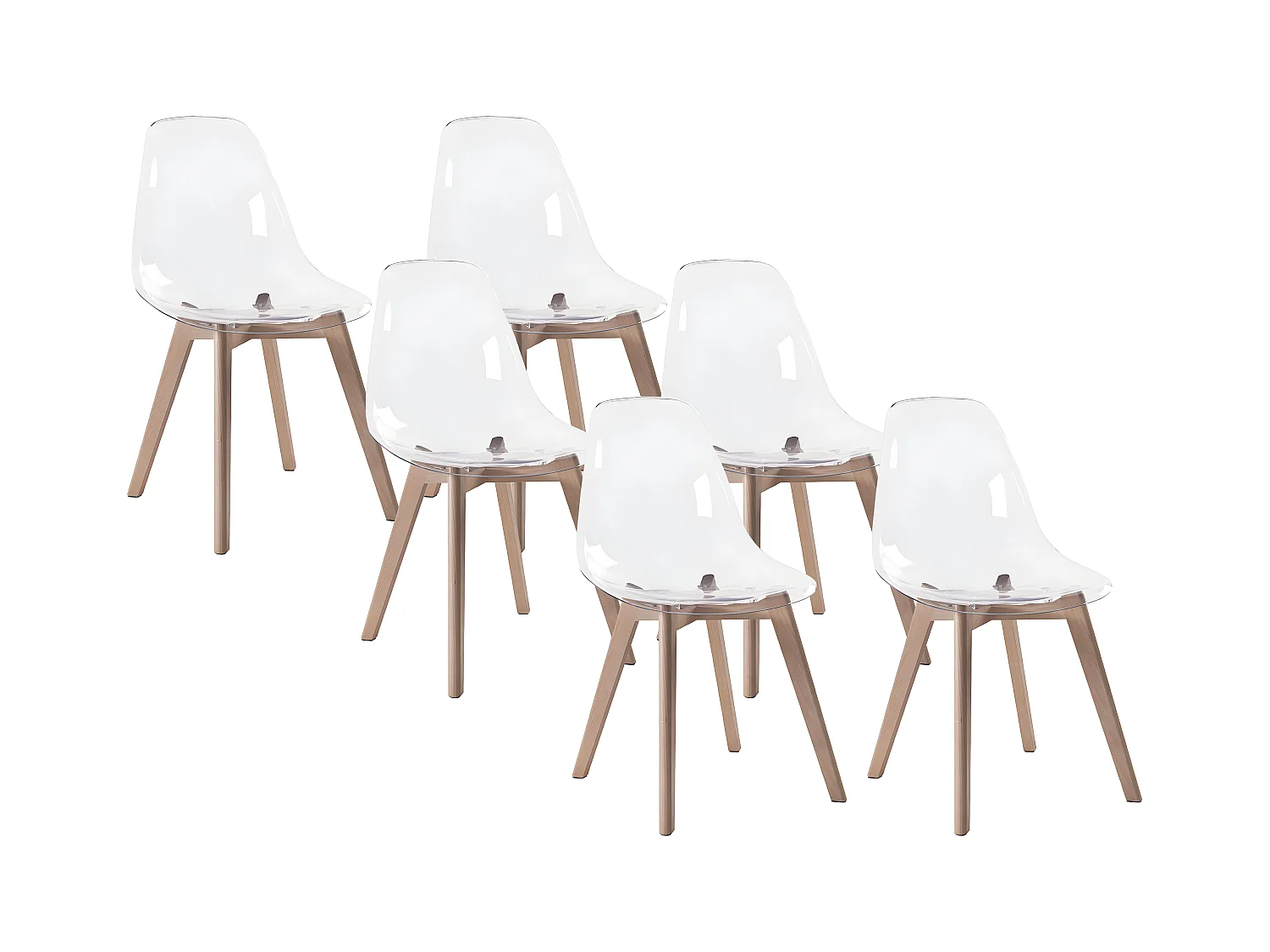 Stuhl 6er-Set - Polycarbonat & Buche - Transparent - AUDRA