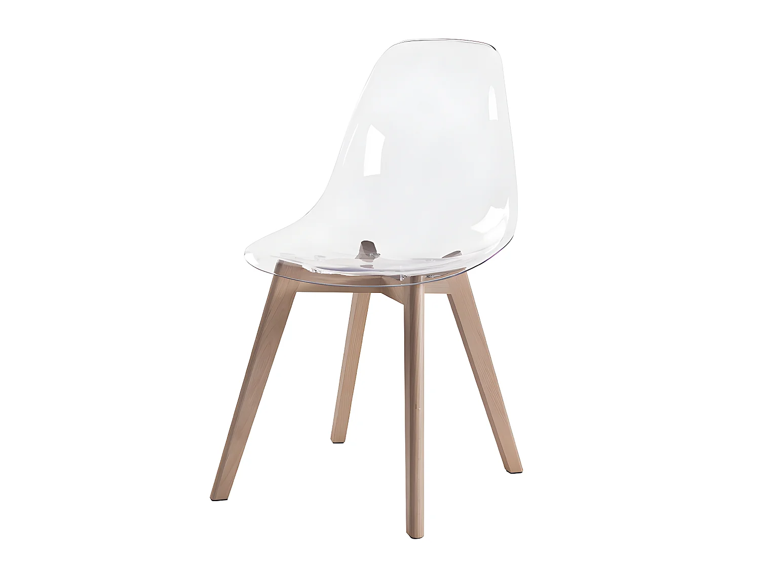 Lot de 6 chaises AUDRA - Polycarbonate et Hêtre - Transparent