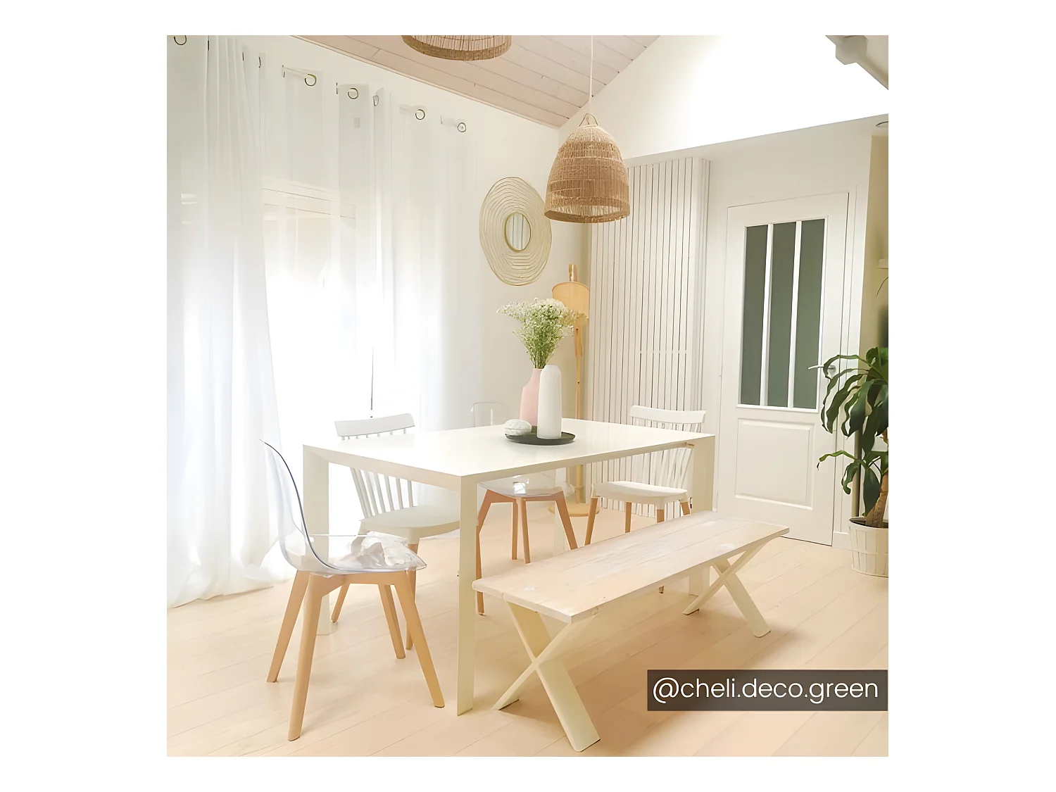 Lot de 6 chaises AUDRA - Polycarbonate et Hêtre - Transparent