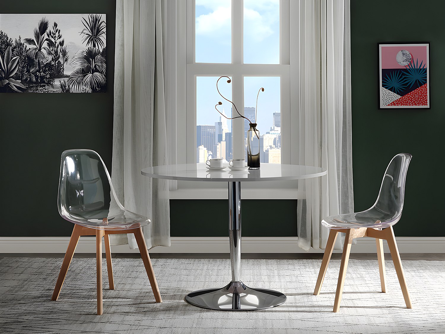 Vente-unique Stuhl 6er-Set - Polycarbonat & Buche - Transparent - Audra